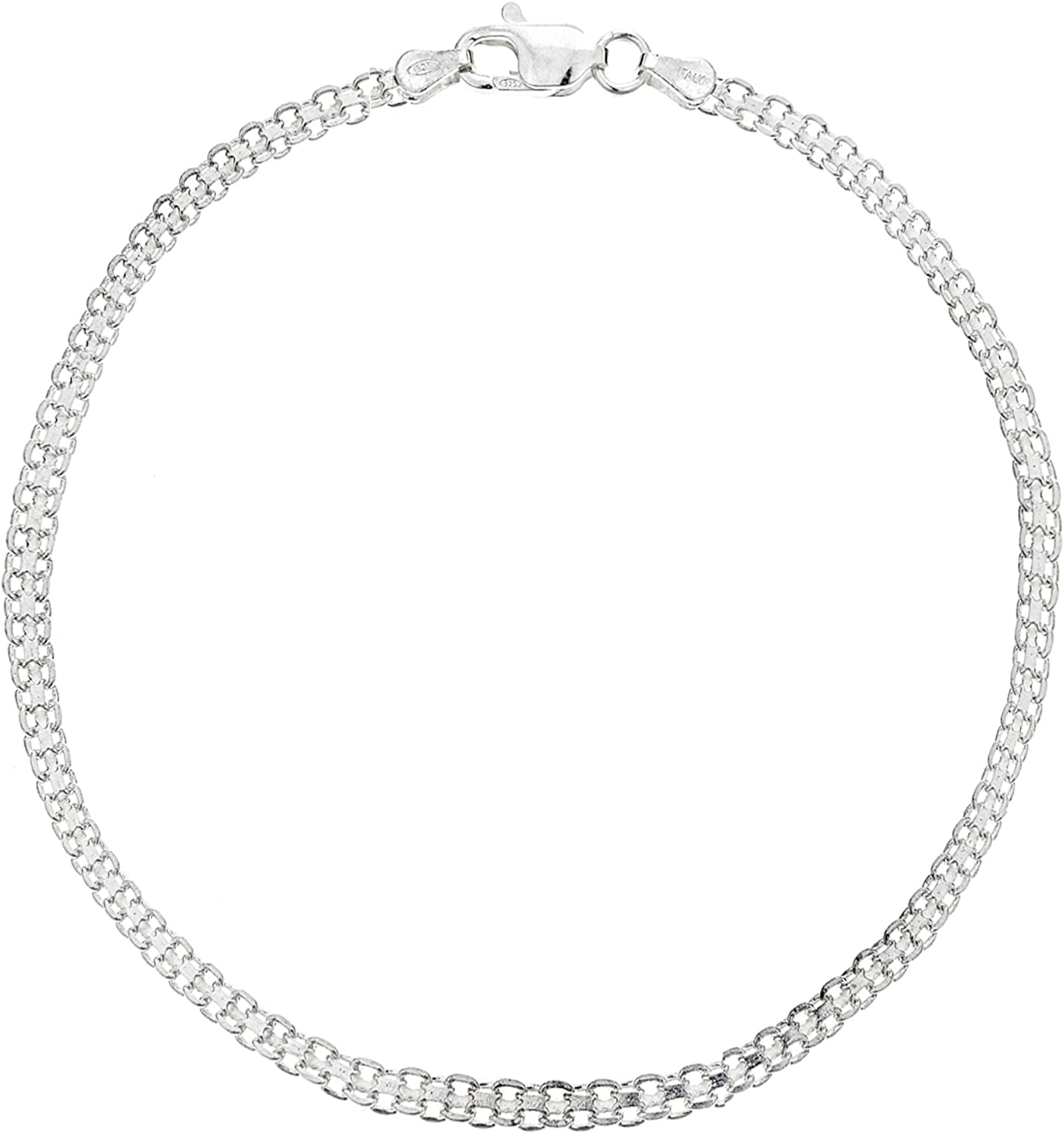 Ritastephens Sterling Silver Italian 3Mm Bismark Link Chain Anklet, Bracelet, or Necklace Apparel & Accessories > Jewelry > Anklets Ritastephens Anklet (11")  