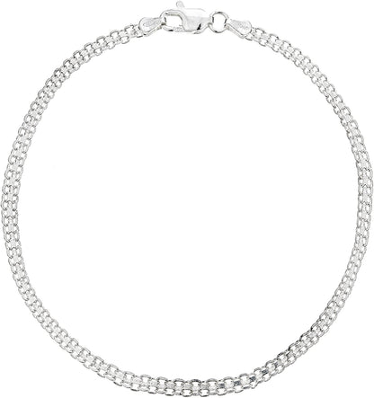 Ritastephens Sterling Silver Italian 3Mm Bismark Link Chain Anklet, Bracelet, or Necklace Apparel & Accessories > Jewelry > Anklets Ritastephens Anklet (11")  
