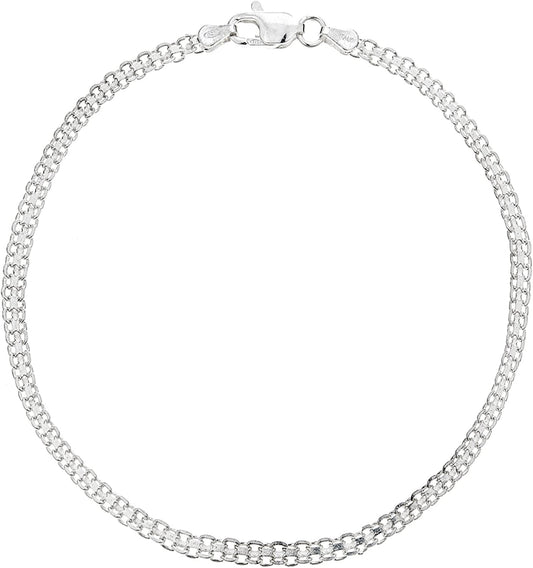 Ritastephens Sterling Silver Italian 3Mm Bismark Link Chain Anklet, Bracelet, or Necklace Apparel & Accessories > Jewelry > Anklets Ritastephens Anklet (11")  