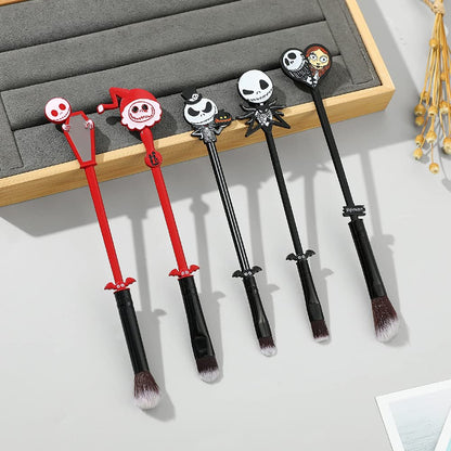 Nightmare before Christmas Makeup Brushes - 5Pcs Corpse Bride Anime Make up Brush Set Silver Drawstring Bag Included Health & Beauty > Personal Care > Cosmetics > Cosmetic Tools > Makeup Tools rongji jewelry   
