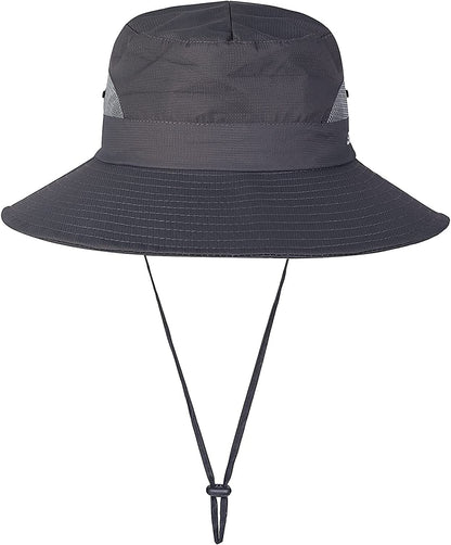 ROYAL MATRIX Womens Ponytail Sun Hats Outdoor Bucket Hat UV Protection Fishing Hats Wide Brim Windproof Foldable Beach Hat Apparel & Accessories > Clothing Accessories > Hats ROYAL MATRIX   