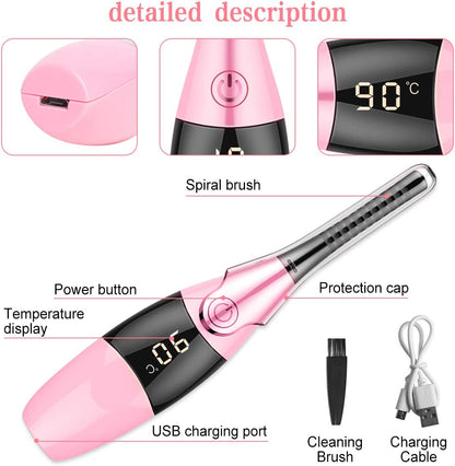 Muisci Heated Eyelash Curler, Portable USB Rechargeable, 4 Temperature Adjustable with LED Digital Display, Quick and Convenient Makeup and Beauty Eyelash Styling Tool Pink Health & Beauty > Personal Care > Cosmetics > Cosmetic Tools > Makeup Tools MuiSci   