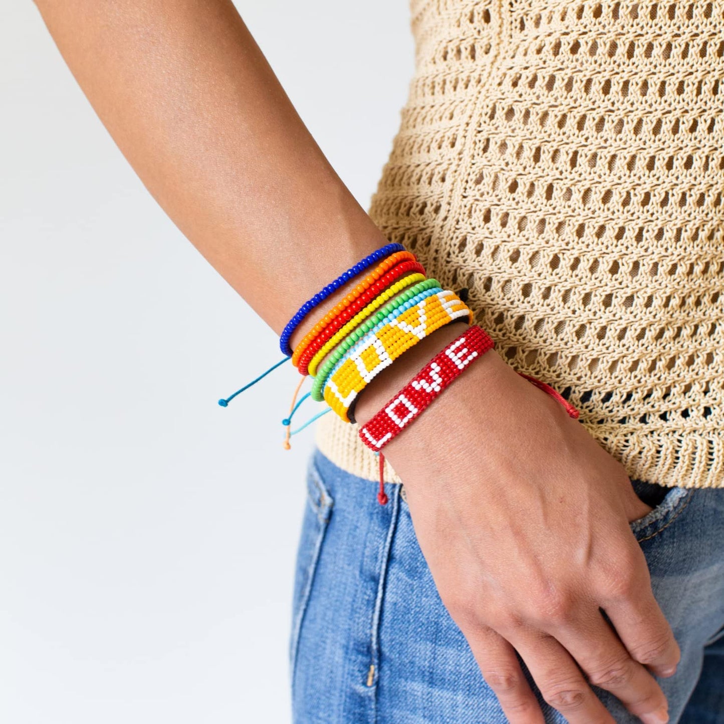 Ubuntu Life Love Beaded Woven Bracelet – Handmade Glass Bead Bracelet with Slide Closure, Made from Vegan Materials, Stackable Bohemian Bracelets for Women and Men Apparel & Accessories > Jewelry > Bracelets Ubuntu Life   