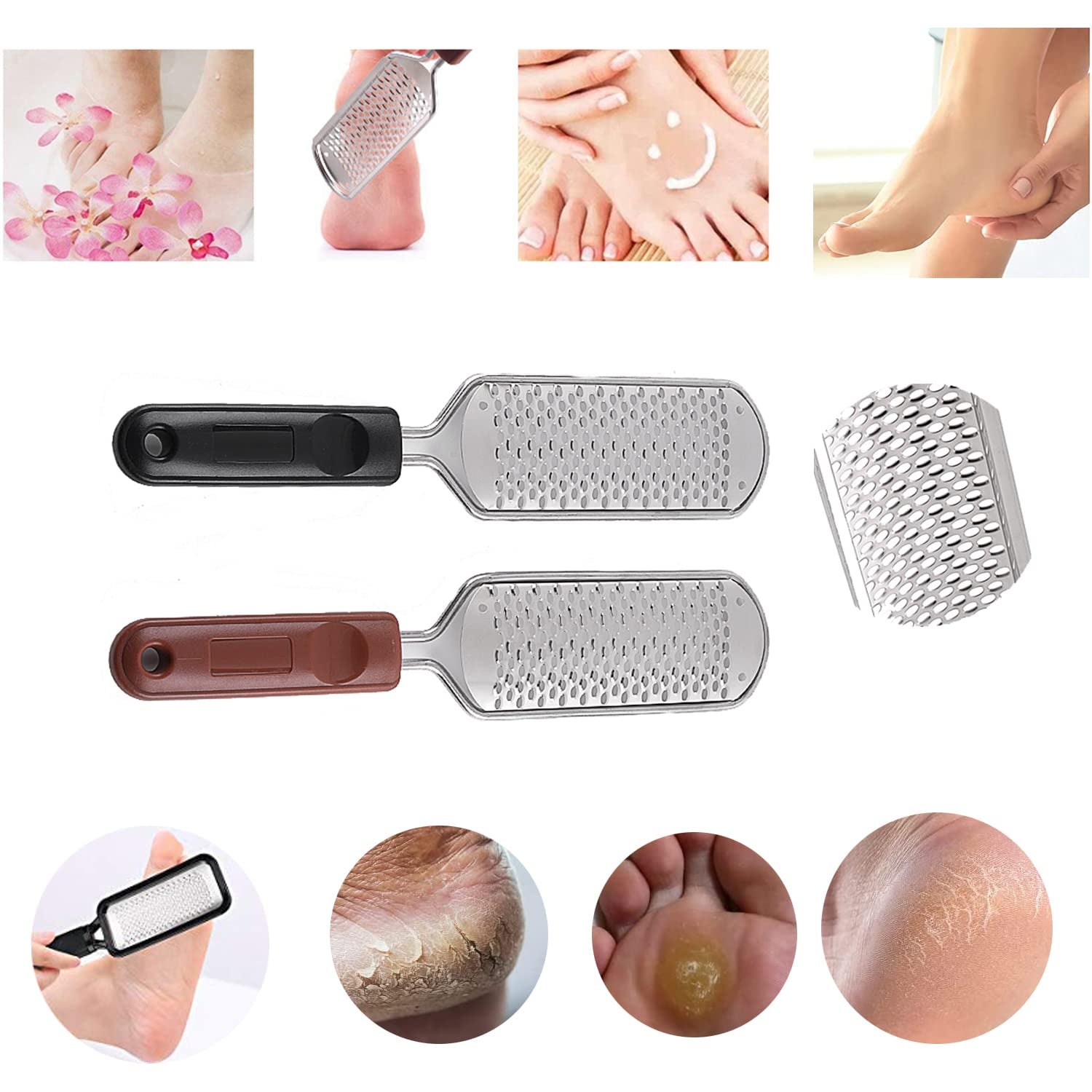 JISTL Foot File Colossal Foot Rasp Stainless Steel Pedicure Metal Surface Foot Care Tool ,Foot Rasp Eliminate Feet Cracked Dead Thick Dry Hard Skin 28CM (Black&11.2") Health & Beauty > Personal Care > Foot Care JISTL   