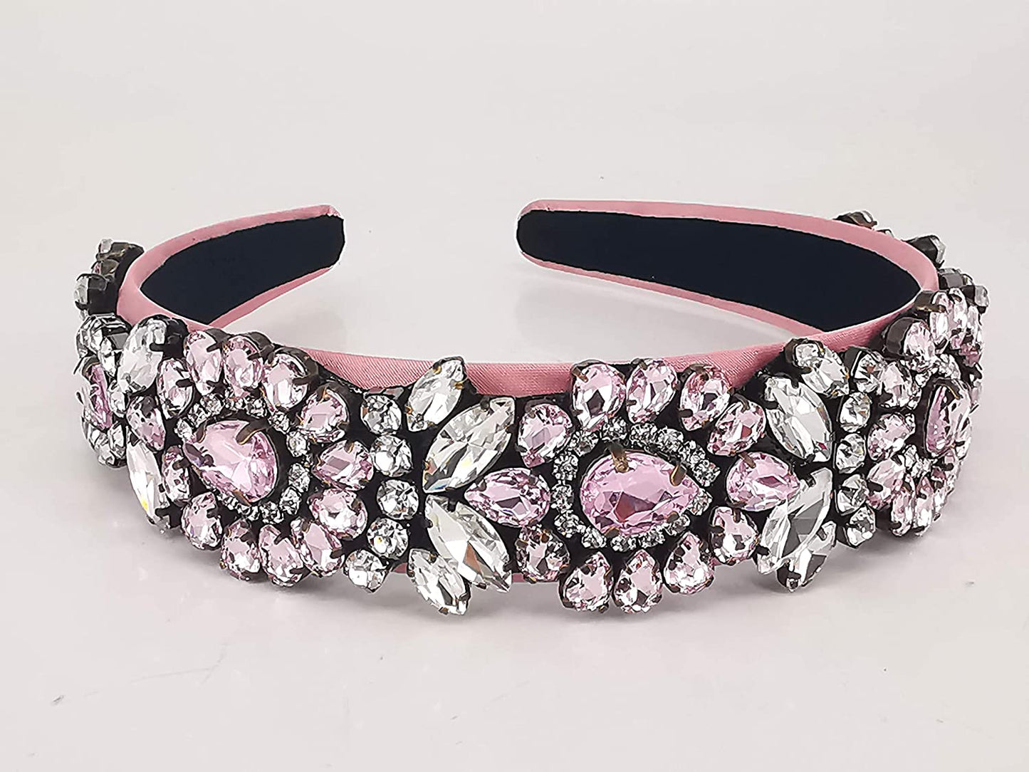 QTMY Fashion Crystal Headbands Baroque Gemstone Hair Accessories Head Band Fashion Headwear Hairbands for Women,Pink Apparel & Accessories > Clothing Accessories > Headwear QTMY   