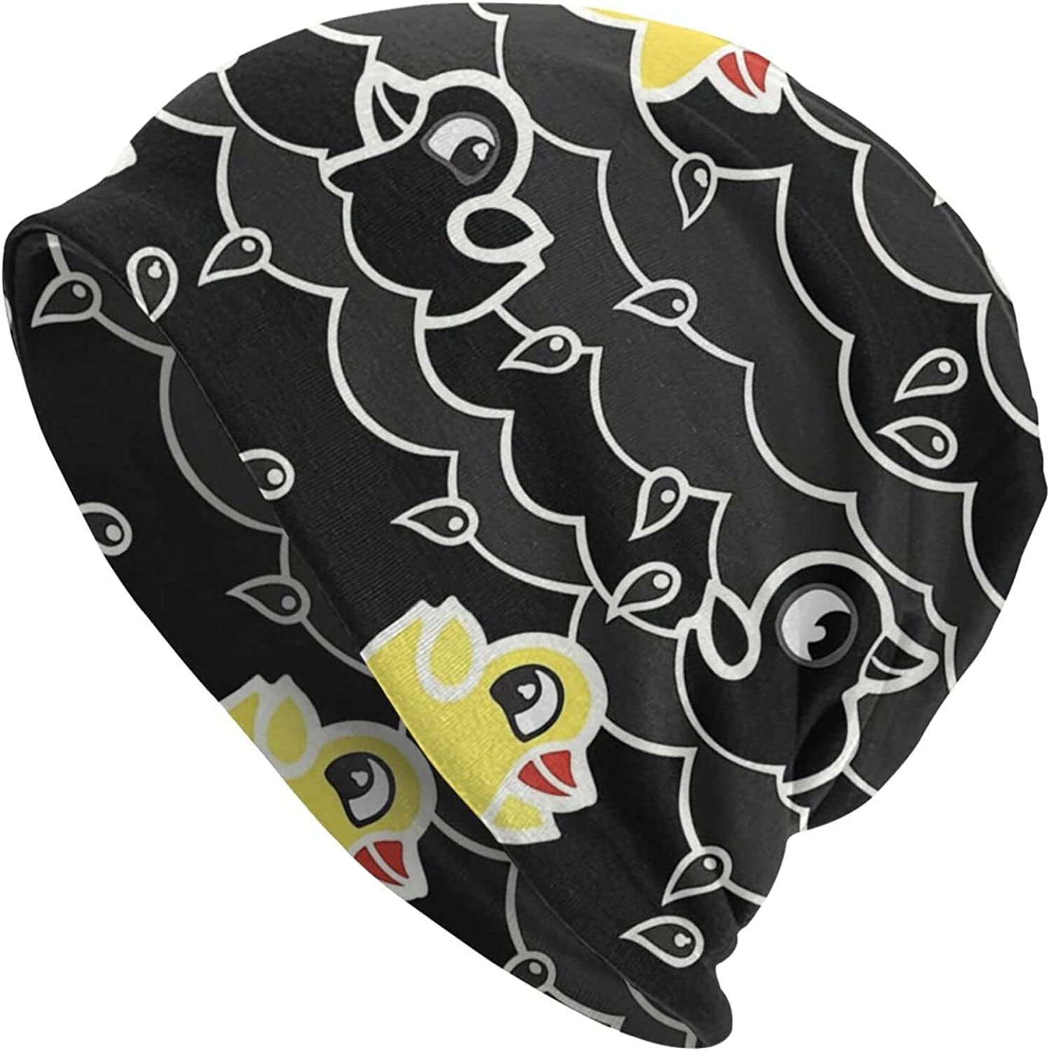 Gold Star Slouchy Beanie Chemo Headwear Knit Hat Scarf Sleep Skull Cap for Women Men Apparel & Accessories > Clothing Accessories > Headwear ybovejuk Cartoon Rubber Ducks Black Water Pattern One Size 