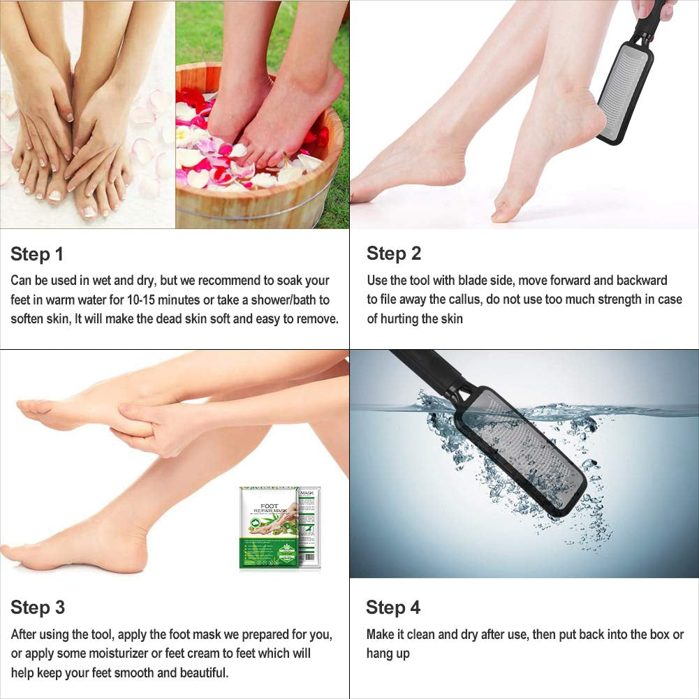 Turritopsisd Foot File with Foot Mask, Colossal Pedicure Rasp Professional Stainless Steel Feet File to Remove Hard Skin and Callus Dead Skin, Used on Both Dry and Wet Foot Care(Black) Health & Beauty > Personal Care > Foot Care TurritopsisD   