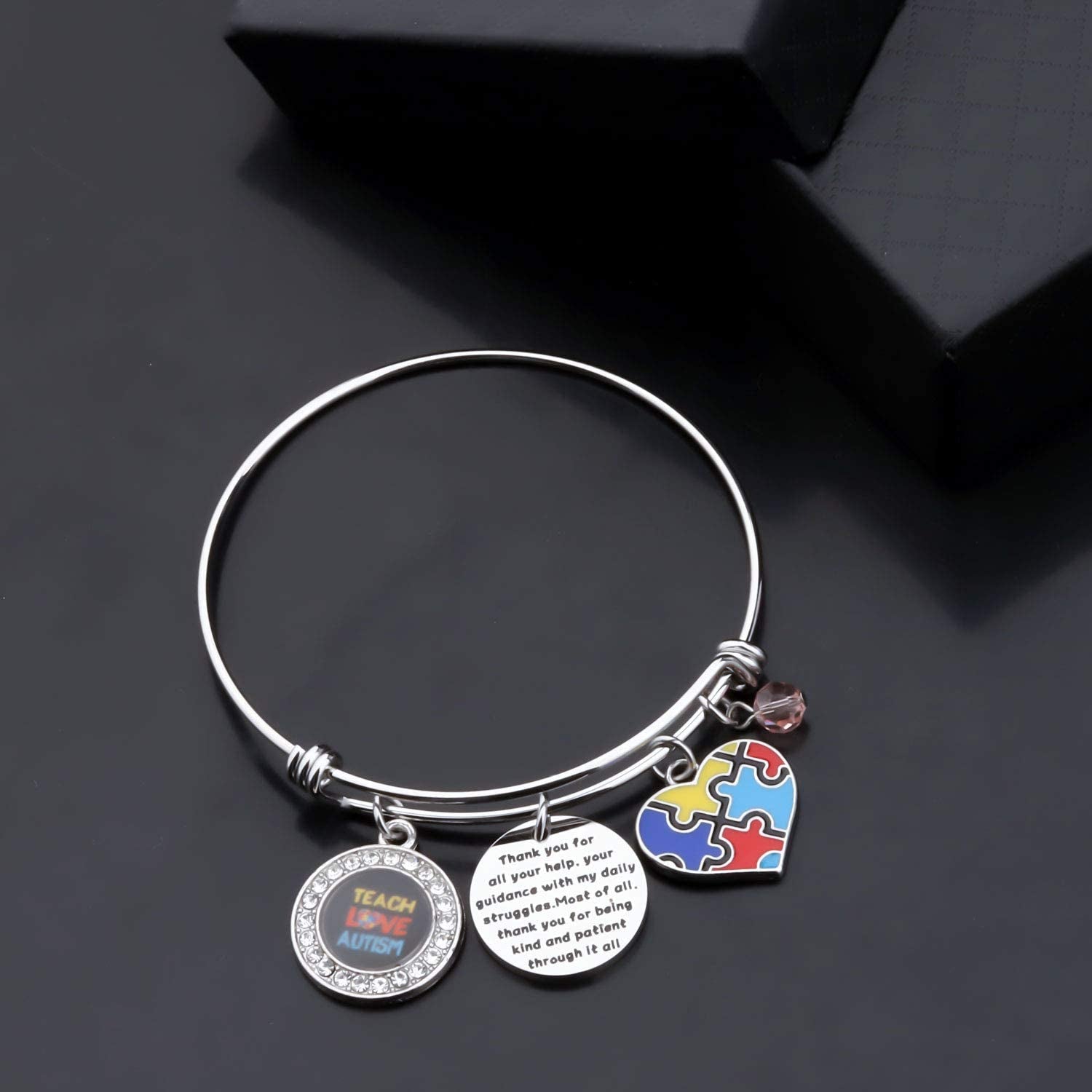 UJIMS Autism Teacher Quote Gifts SPED Teacher Bracelet Thank You for All Your Help Appreciation Jewelry for PPCD Teacher Educator Gift Apparel & Accessories > Jewelry > Bracelets UJIMS   