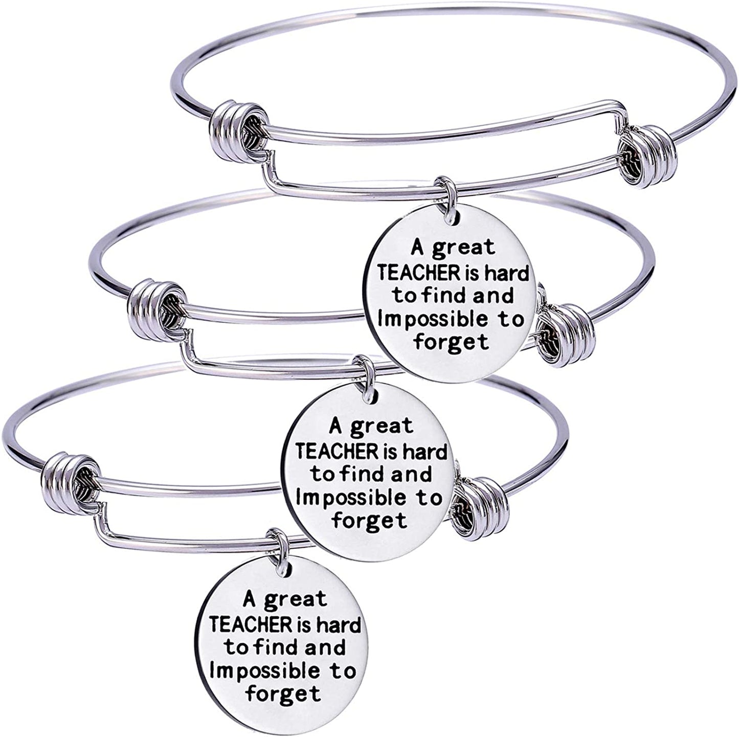 Pack of 3 Teacher Bangles Gifts for Teacher Open School Gifts for Teachers Thank You Bangle Bracelets Apparel & Accessories > Jewelry > Bracelets Nzztont Style 11  