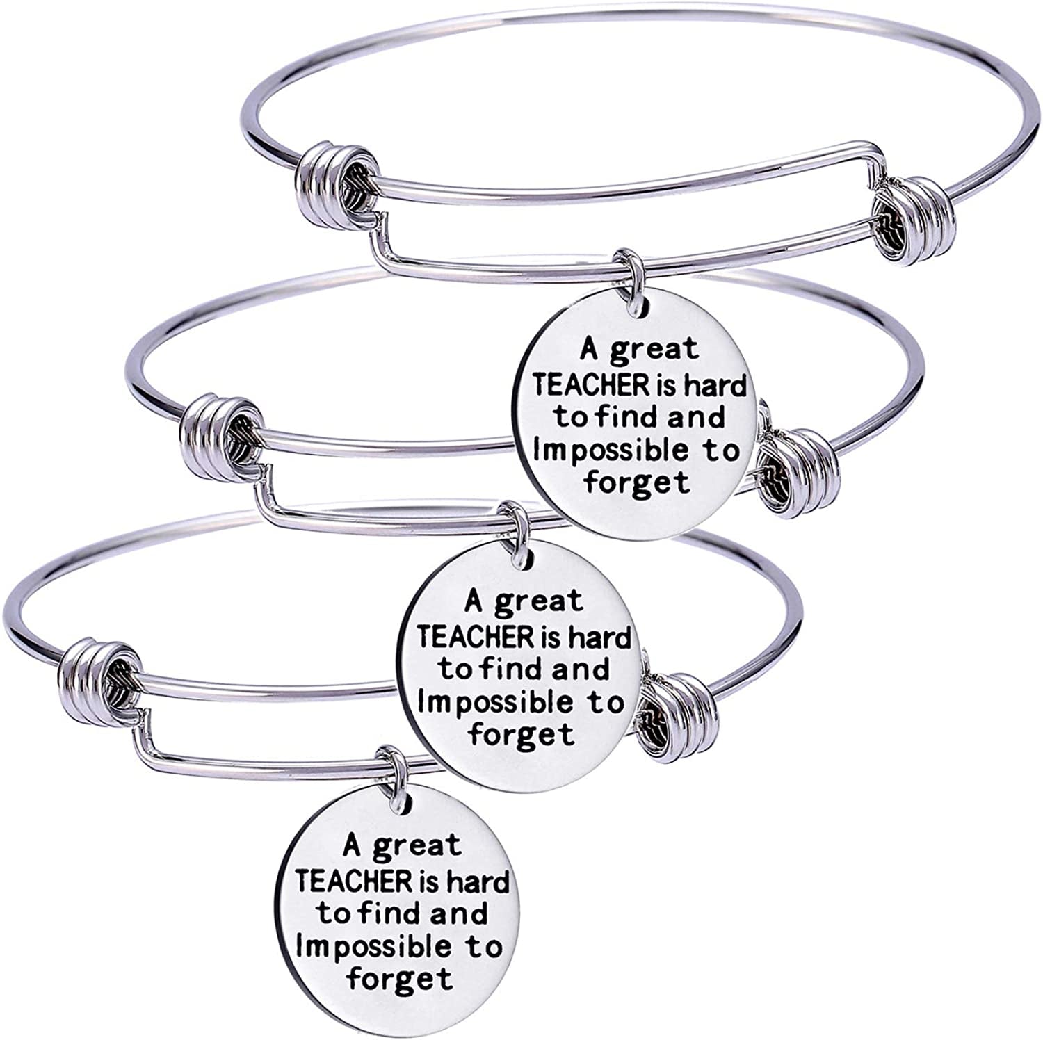 Pack of 3 Teacher Bangles Gifts for Teacher Open School Gifts for Teachers Thank You Bangle Bracelets Apparel & Accessories > Jewelry > Bracelets Nzztont Style 11  