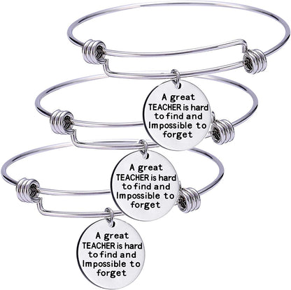 Pack of 3 Teacher Bangles Gifts for Teacher Open School Gifts for Teachers Thank You Bangle Bracelets Apparel & Accessories > Jewelry > Bracelets Nzztont Style 11  