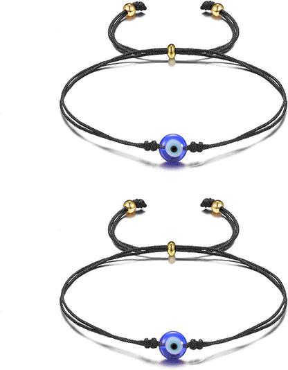 Evil Eye Bracelets/ Anklet Protection Ojo Turco Handmade String Bracele for Women Men Family Apparel & Accessories > Jewelry > Anklets UNGENT THEM Black  