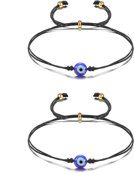 Evil Eye Bracelets/ Anklet Protection Ojo Turco Handmade String Bracele for Women Men Family Apparel & Accessories > Jewelry > Anklets UNGENT THEM Black  