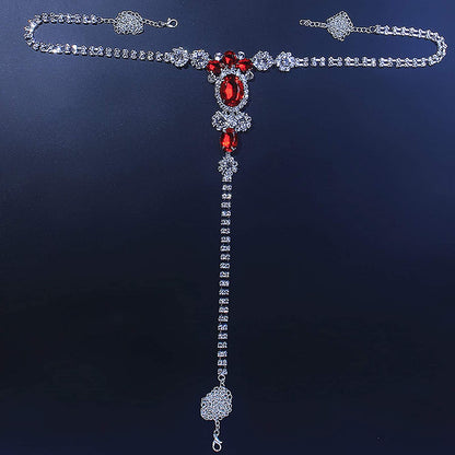 Sexy Red Rhinestone Panties Thong Crystal Waist Belly Bikini Body Chain Jewelry Rhinestone Underwear G-String Chain for Women (Silver 1) Apparel & Accessories > Jewelry > Body Jewelry Cusmyre   
