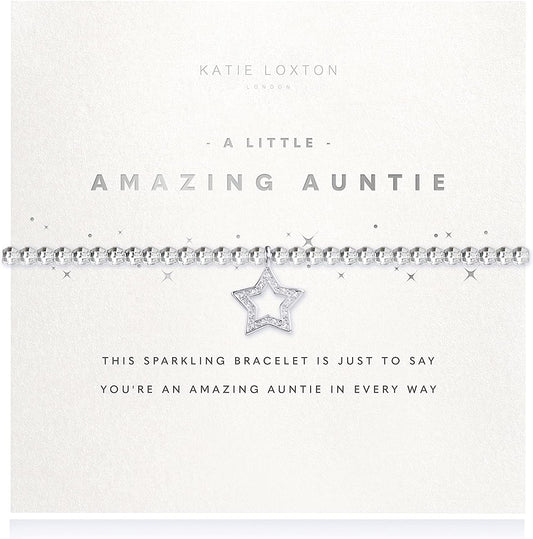 Katie Loxton a Little Family Womens Stretch Adjustable Band Fashion Faceted Charm Bracelet Apparel & Accessories > Jewelry > Bracelets Katie Loxton AMAZING AUNTIE  