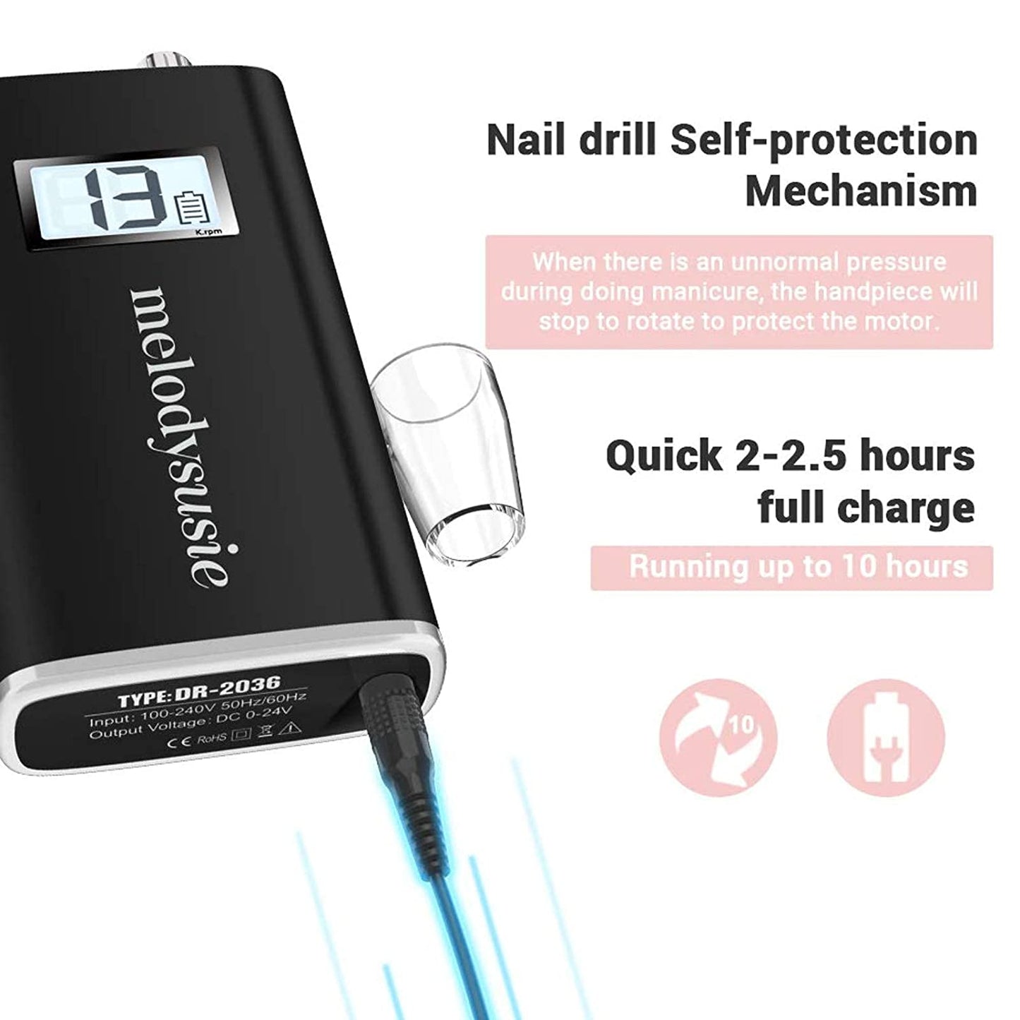 Melodysusie Professional Rechargeable 30000 Rpm Nail Drill, Portable E-File with Long Life Battery, Electric Tool for Acrylic Nail Natural Extension Poly Nail Gel, Nail Drill Bit (Straight Coarse) Health & Beauty > Personal Care > Cosmetics > Cosmetic Tools > Nail Tools MelodySusie   