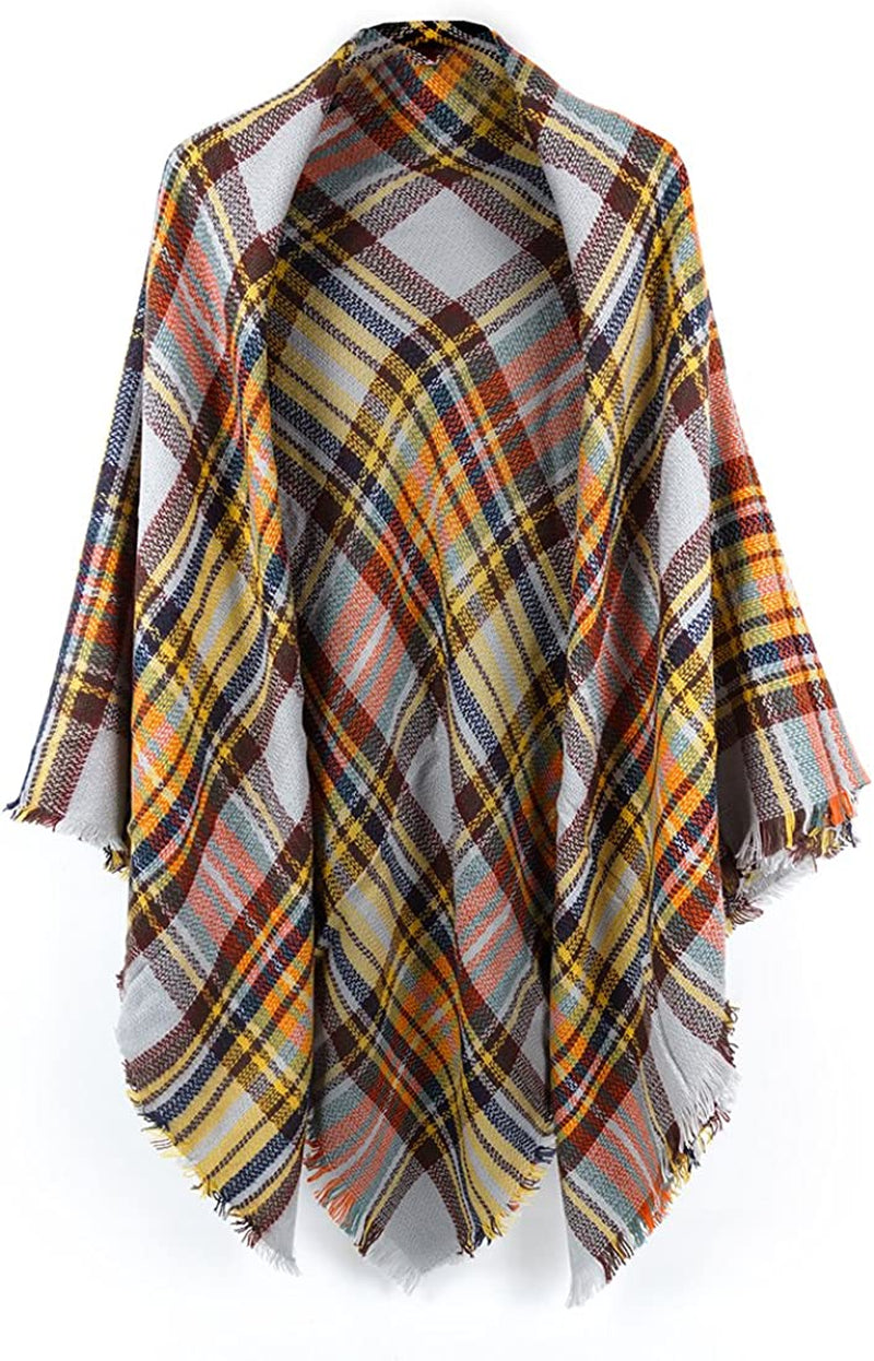 Neal LINK Women'S Plaid Scarf Blanket Wrap Warm Tartan Checked Shawl Tartan Scarves Pashmina Cape Apparel & Accessories > Clothing Accessories > Scarves & Shawls Neal LINK Carmel  