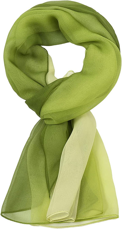 Ombre Silk Scarf Oblong Gradiente Scarves Lightweight Accent Scarfs for Women Apparel & Accessories > Clothing Accessories > Scarves & Shawls Yeieeo Greens  