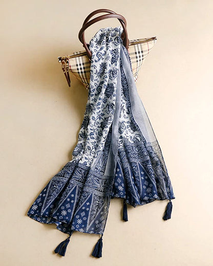 Meiling Women'S Lightweight Scarves Print Wraps Sarongs Cover up Cotton Tassel Fringe Scarf Shawl Apparel & Accessories > Clothing Accessories > Scarves & Shawls MEILING   