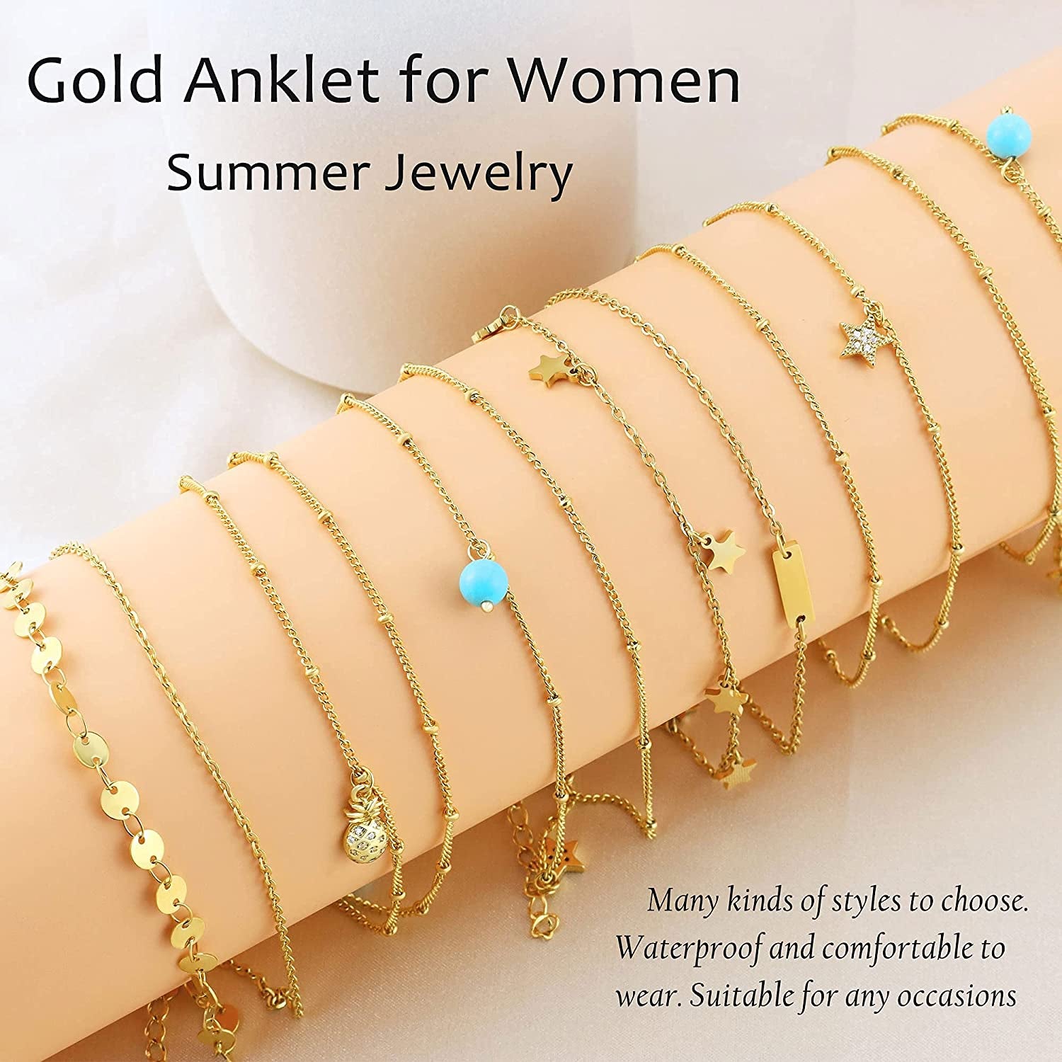 Dainty Anklet Butterfly Elephant 14K Gold Plated Foot Chain Ankle Bracelet Feet Jewelry for Women Apparel & Accessories > Jewelry > Anklets Bestelly   