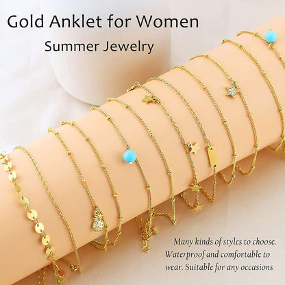 Dainty Anklet Butterfly Elephant 14K Gold Plated Foot Chain Ankle Bracelet Feet Jewelry for Women Apparel & Accessories > Jewelry > Anklets Bestelly   