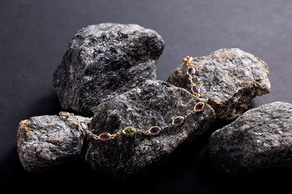 Barzel 18K Gold Plated Gold and Multi Color Crystal Baguette Anklet Apparel & Accessories > Jewelry > Anklets Barzel   