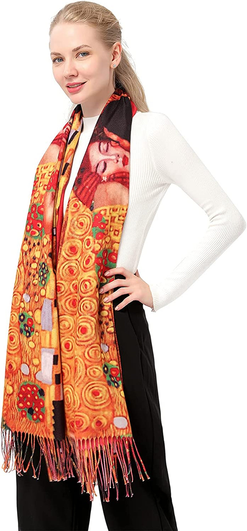 Women'S Fashion Scarf with Art Printed Tassel Soft Cashmere Warm Large Blanket Wrap Shawl for Gift Apparel & Accessories > Clothing Accessories > Scarves & Shawls XYBJ No4  