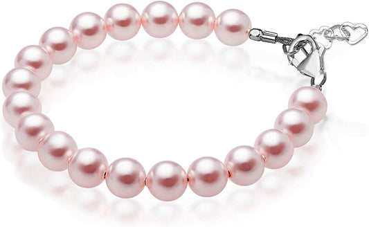 Baby Crystals Delicate Sterling Silver Bracelets for Girls with Rosaline European Simulated Pearls, Elegant Girls Jewelry, Pearl Bracelet for Birthday Gifts Flower Girls Apparel & Accessories > Jewelry > Bracelets Baby Crystals 3-18 MONTHS -4.5" Adjustable  