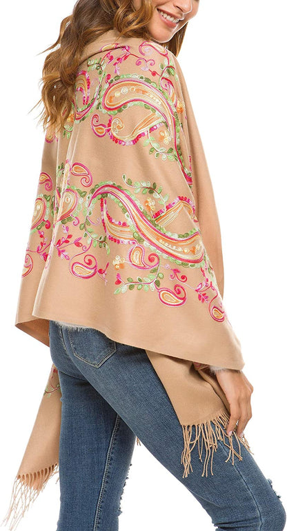 Women'S Embroidered Oversize Tassel Shawl Scarf Wraps for Women Apparel & Accessories > Clothing Accessories > Scarves & Shawls Urban CoCo   
