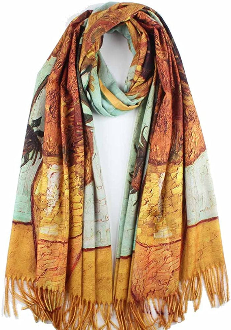 Soft Cashmere Feel Scarf for Women Elegant Art Print Winter Warm Scarves Large Shawl Wrap Monet Klimt Van Gogh Gifts Apparel & Accessories > Clothing Accessories > Scarves & Shawls Umjetnost C07  