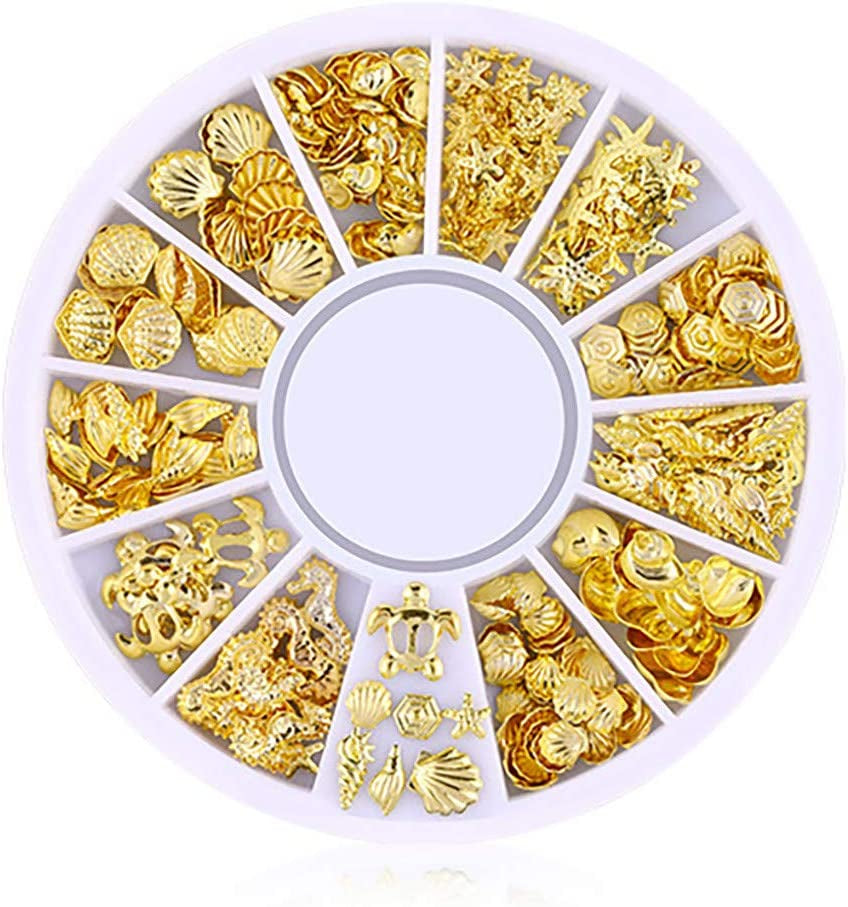 Ocean Nail Art Studs Gold Charms Summer Sea DIY Decoration Nail Art Sticker Tip Nail Sticker Sequins Colorful DIY Nail Art Decoration Tool (E) Health & Beauty > Personal Care > Cosmetics > Cosmetic Tools > Nail Tools LiPing E  