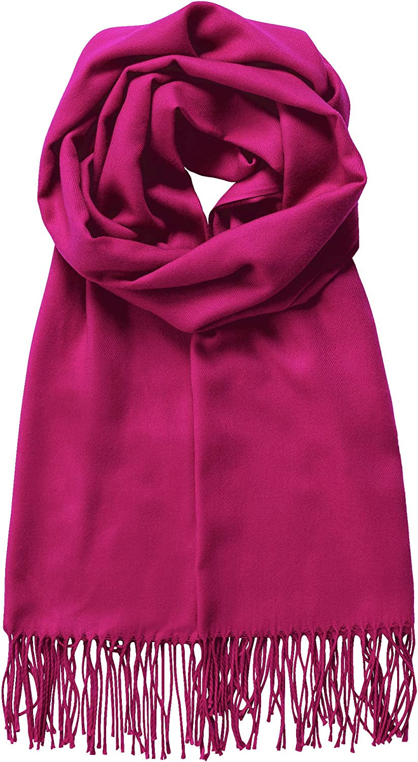 Made by Johnny Unisex Large Lightweight Soft Silky Real Cashmere Shawl Wrap Scarf Apparel & Accessories > Clothing Accessories > Scarves & Shawls Made By Johnny Wsk2091_magenta One_Size 