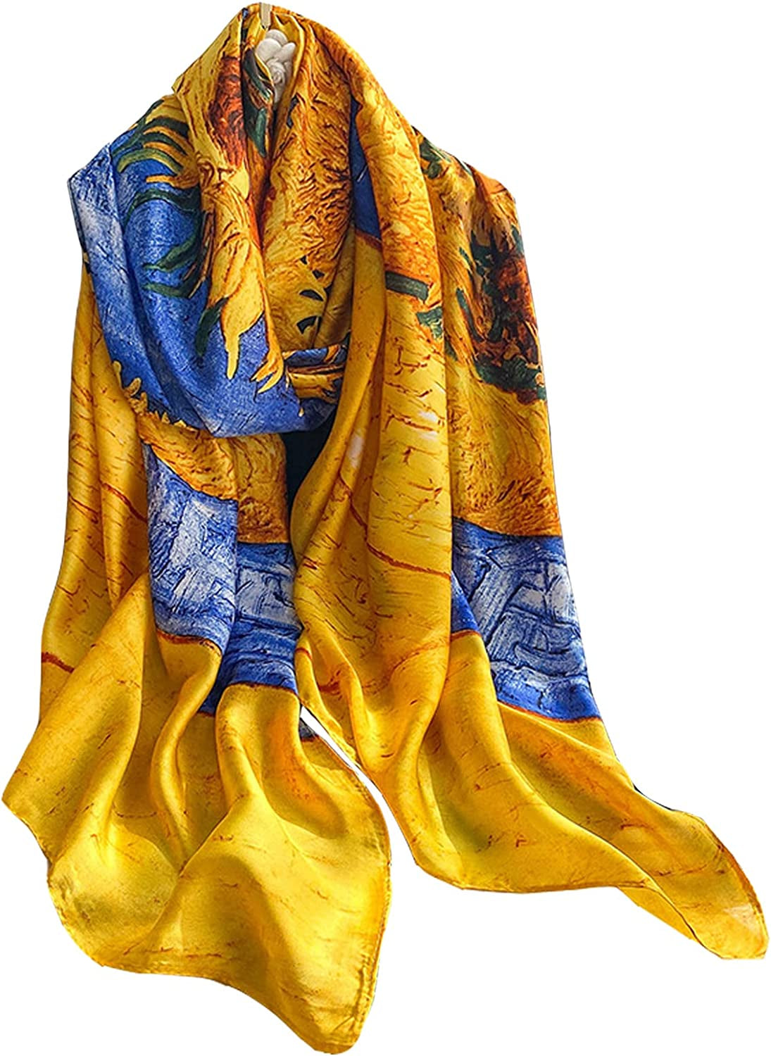 Fashion Scarves 100% Silk Felling Scarf Long Lightweight Sunscreen Shawls Wrap for Women Hair Scarves Apparel & Accessories > Clothing Accessories > Scarves & Shawls Aufeel Orange Vogue  