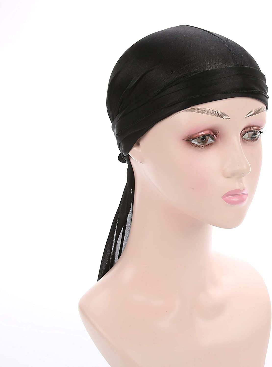 Fxhixiy Men Women Durag Extra Long-Tail Headwraps Silky Satin Pirate Cap Bandana Hat for 360 Waves Apparel & Accessories > Clothing Accessories > Bandanas & Headties Fxhixiy   