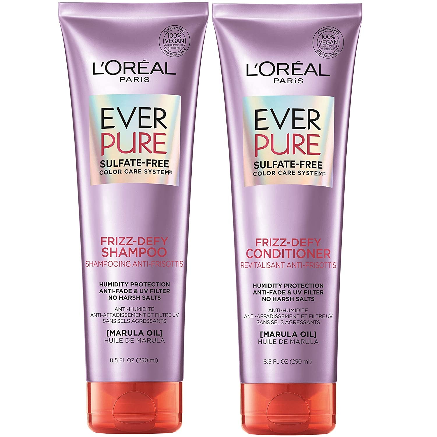 L'Oreal Paris Hair Care Everpure Sulfate Free Frizz Defy Conditioner, with Marula Oil, 2 Count (8.5 Fl; Oz Each) (Packaging May Vary) Health & Beauty > Personal Care > Hair Care L'Oreal Paris Shampoo & Conditioner Set 8.5 Fl Oz (Pack of 2) 