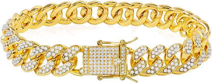 Cuban Link Anklets for Women plus Size Large Ankle Bracelets Gold Silver Rhinestone Diamond Bling Anklets Women 9 10 Inch Apparel & Accessories > Jewelry > Anklets BLBLJERY 13mm-Gold 10 inch 