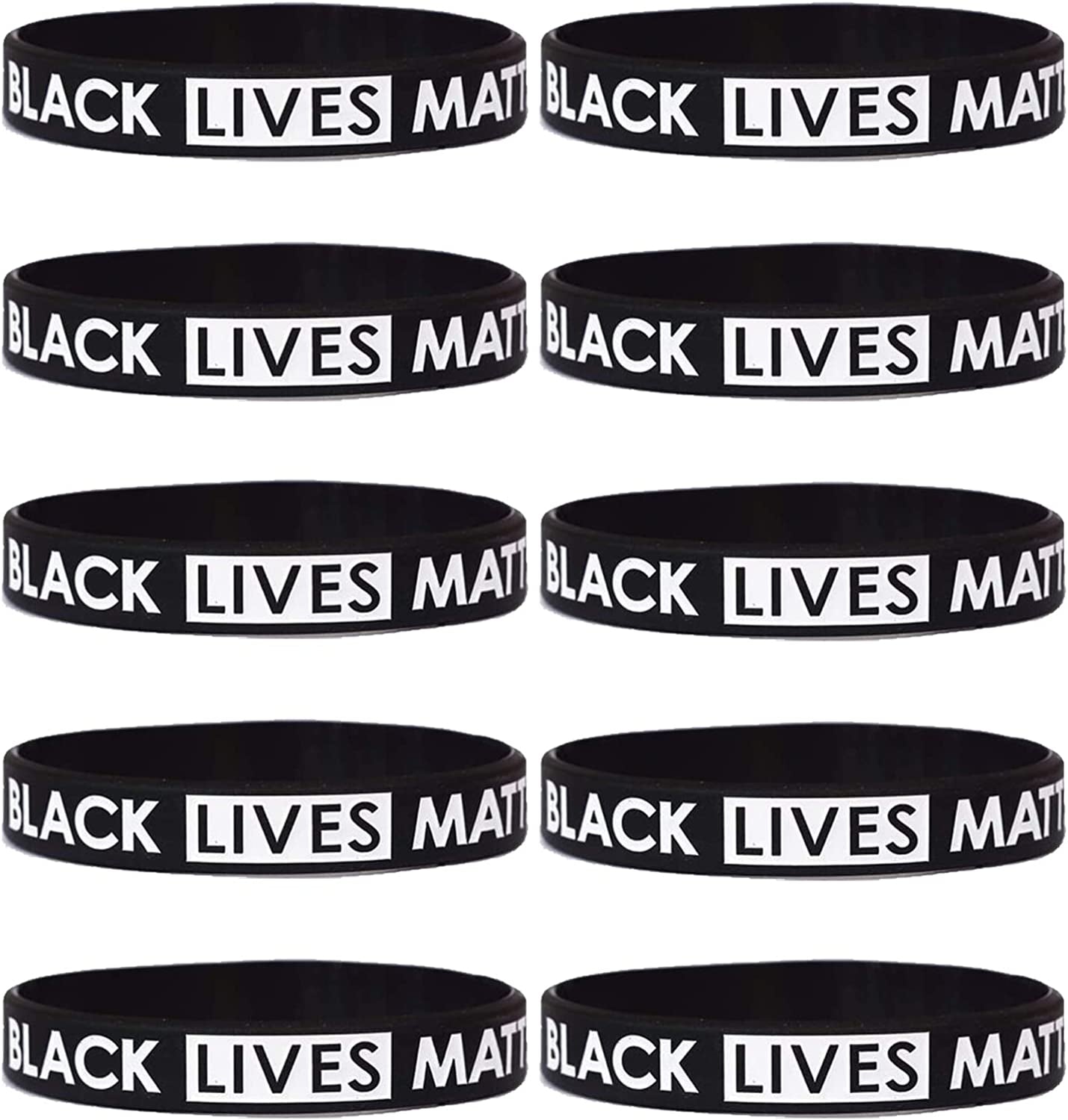 Black Lives Matter Bracelet Silicone Wristband Bracelets Black Rubber Bangle Bracelet 10 Pcs Apparel & Accessories > Jewelry > Bracelets Cooluckday Black  