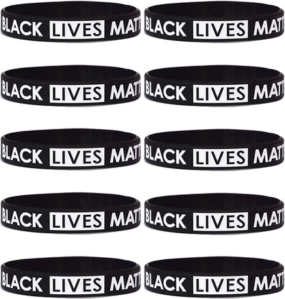 Black Lives Matter Bracelet Silicone Wristband Bracelets Black Rubber Bangle Bracelet 10 Pcs Apparel & Accessories > Jewelry > Bracelets Cooluckday Black  