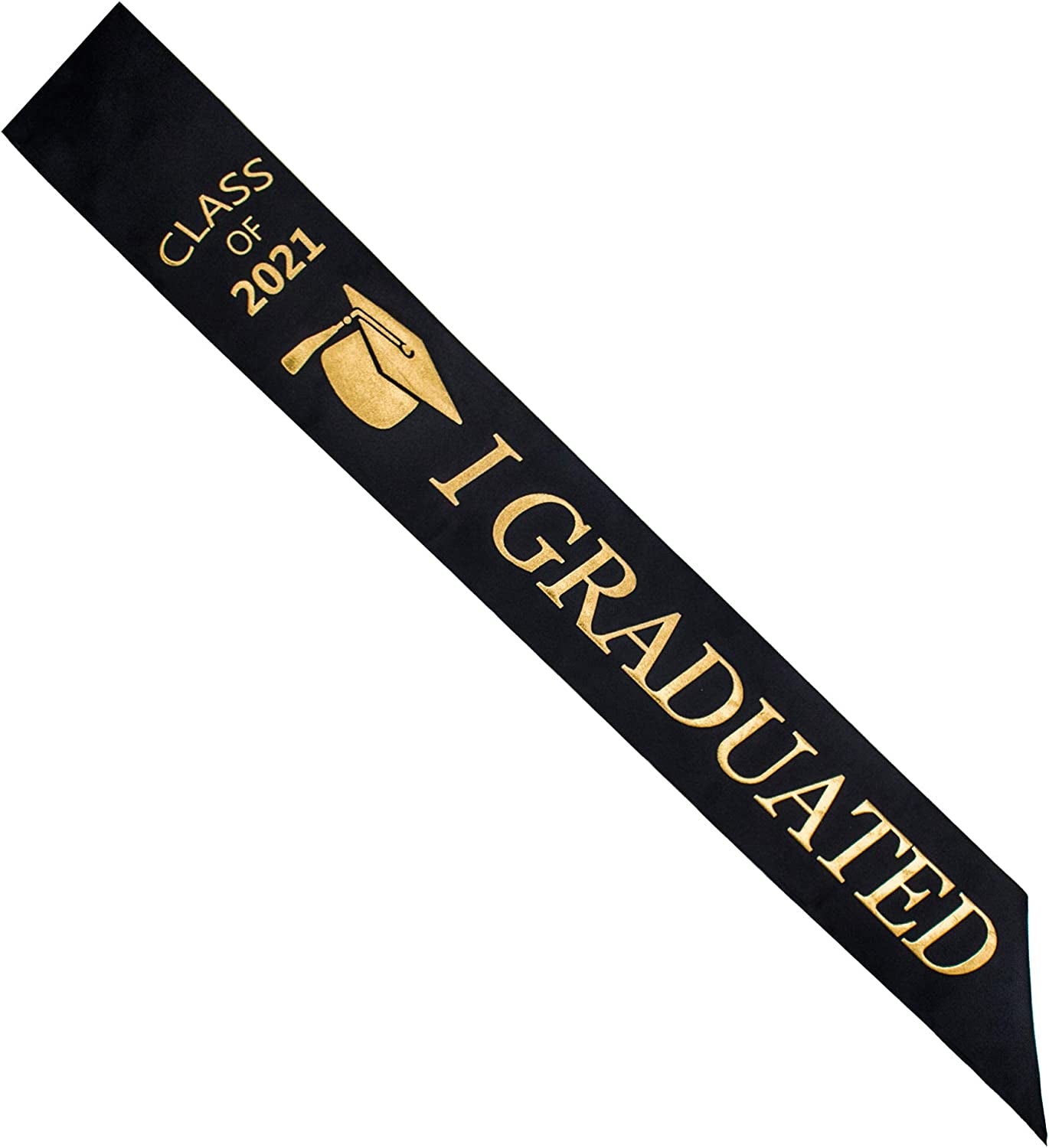 Graduationmall Graduation Sash Class of 2022 Graduation Stole with Gold Glitter Letter I Graduated for Party Apparel & Accessories > Clothing Accessories > Sashes KYLIE MAX Black-2021  