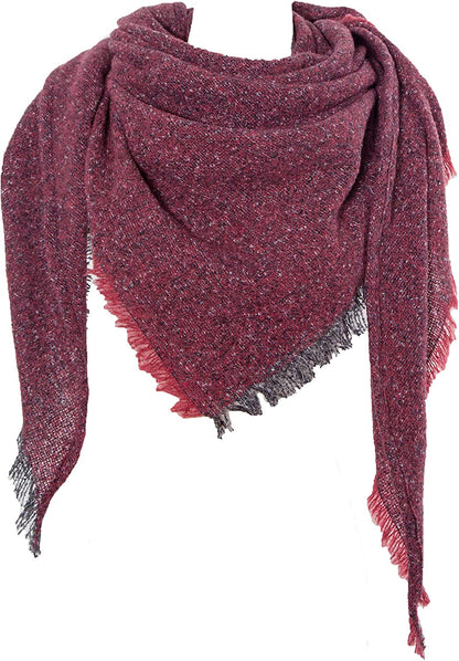 Wander Agio Womens Winter Scarfs Warm Scarf Half Shawls Triangle Scarves Stripe Plaid Apparel & Accessories > Clothing Accessories > Scarves & Shawls Wander Agio Pure Wine Red 19  