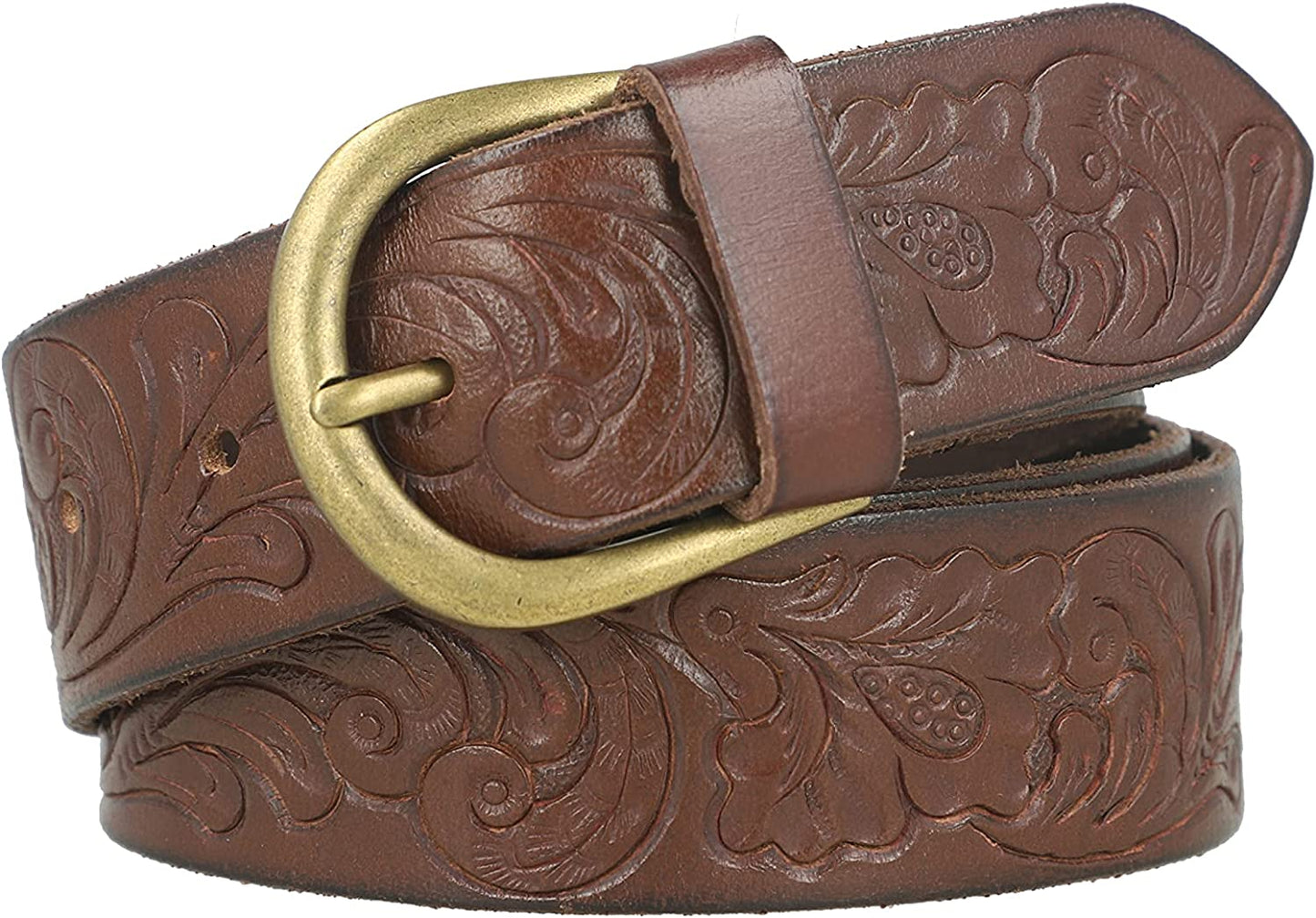 Frye Women'S 38Mm Leather Belt Apparel & Accessories > Clothing Accessories > Belts Frye Brown Tooling Medium 