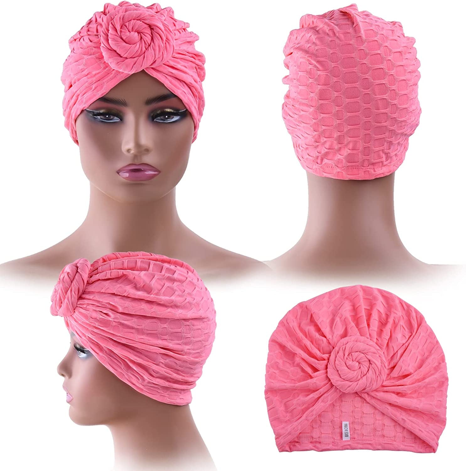 WKJHO 6 Pieces Women Turban Hat African Flower Knot Pre-Tied Bonnet Beanie Cap Headwrap for Girls Apparel & Accessories > Clothing Accessories > Headwear Generic   
