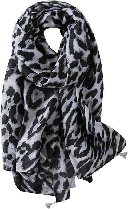 Van Caro Scarfs for Women Lightweight Floral Scarf Soft Long Fashion Scarves Sun-Proof Wrap Shawl Apparel & Accessories > Clothing Accessories > Scarves & Shawls Lobagve 5550 Gray Leopard Print  