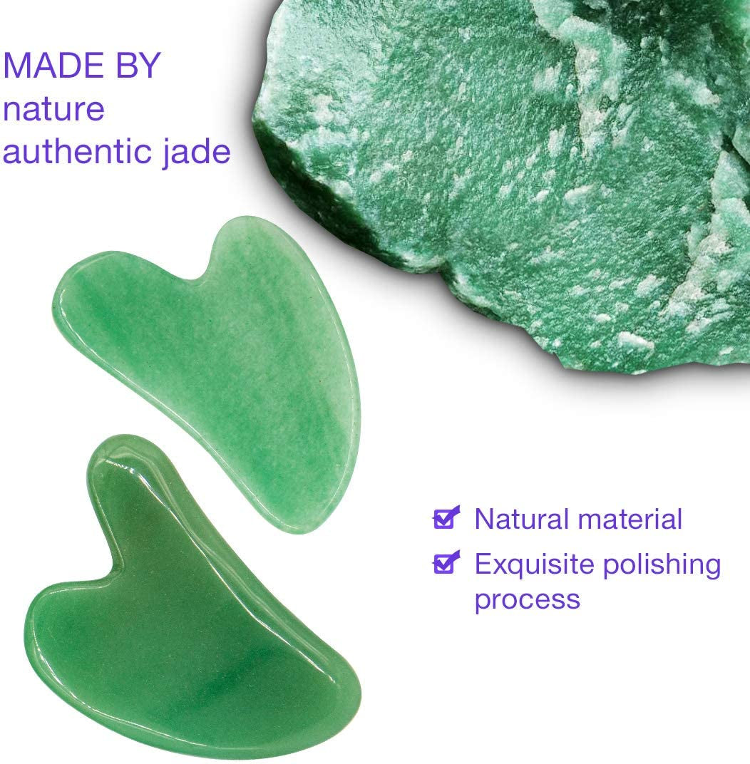 Gua Sha Stone, Guasha Tool for Face, Gua Sha Scraping Massage Natural Jade Face Neck Body Acupressure Scraper Therapy Tool Health & Beauty > Personal Care > Cosmetics > Cosmetic Tools > Skin Care Tools AOVIOANDY   