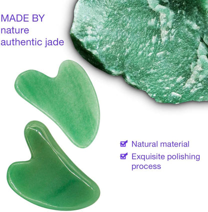 Gua Sha Stone, Guasha Tool for Face, Gua Sha Scraping Massage Natural Jade Face Neck Body Acupressure Scraper Therapy Tool Health & Beauty > Personal Care > Cosmetics > Cosmetic Tools > Skin Care Tools AOVIOANDY   