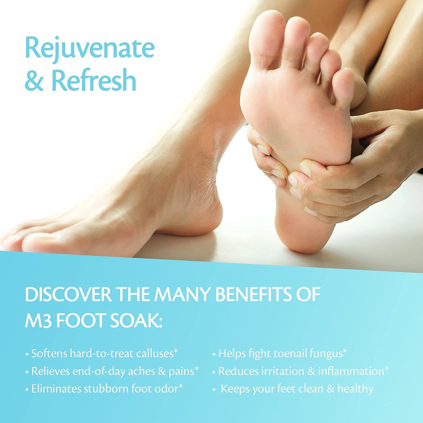 M3 Naturals Tea Tree Oil Epsom Salt Pedicure Foot Soak with Coconut Oil & Stem Cell - Foot Care - Foot Bath Soak - Athletes Foot Treatment, Toenail Fungus & Foot Odor Foot Soaker Foot Spa Soak Health & Beauty > Personal Care > Foot Care M3 Naturals   