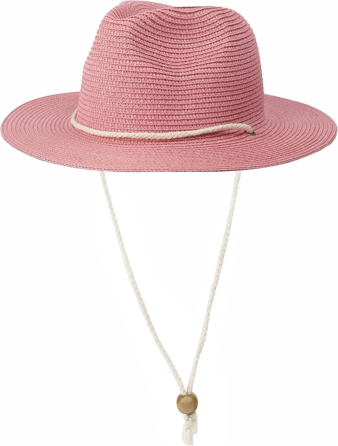 Koreshion Women Straw Panama Hat Summer Wide Brim Fedora Cap Beach Sun Hats UPF50+ Apparel & Accessories > Clothing Accessories > Hats Koreshion Pink  
