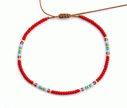 Beaded Anklet for Women, Boho Bohemian Native American Hippie Style, Unique Colorful Waterproof Beach Anklet, Handmade by Tribes Apparel & Accessories > Jewelry > Anklets Tribes by Sara K   