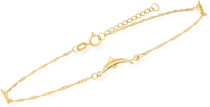 Ross-Simons 14Kt Yellow Gold Dolphin Anklet. 9 Inches Apparel & Accessories > Jewelry > Anklets Ross-Simons   