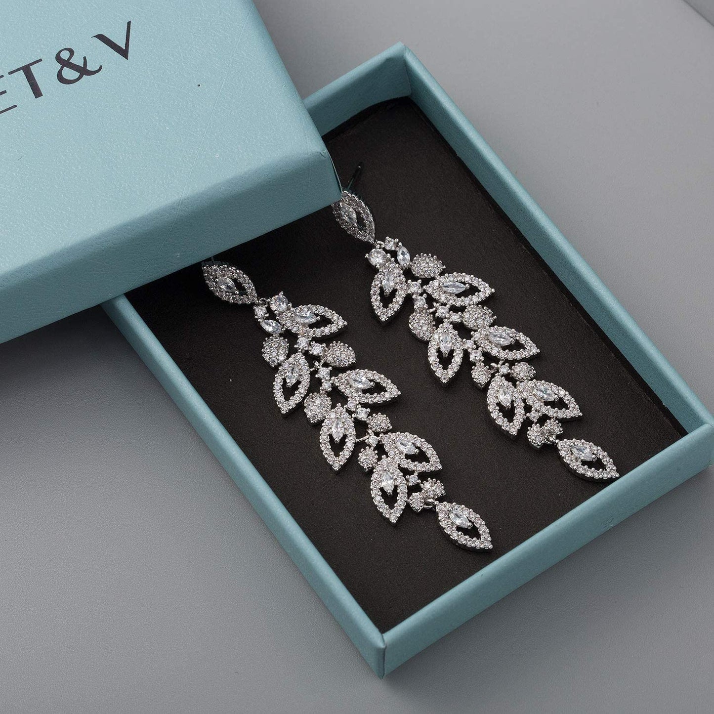 SWEETV Wedding Bridal Chandelier Earrings, Crystal Rhinestone Drop Dangle Earrings for Women Brides Apparel & Accessories > Jewelry > Earrings SWEETV   